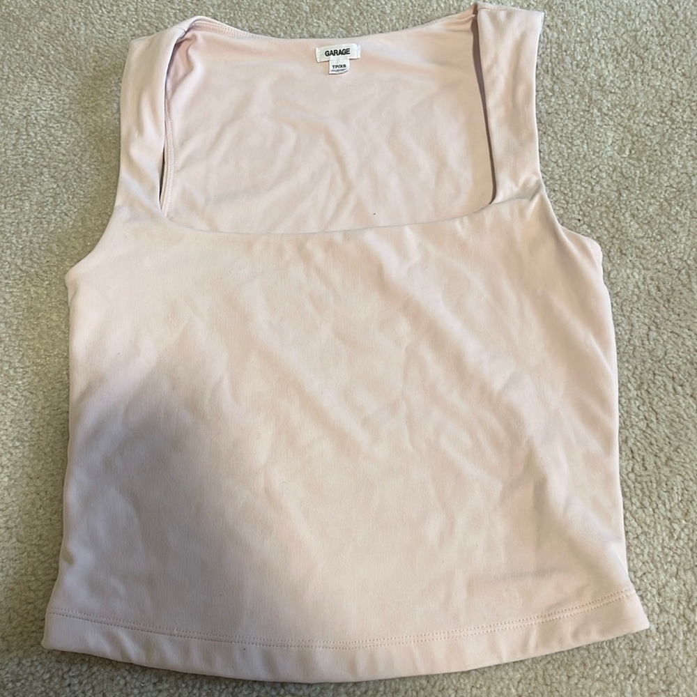 Garage Sleek Square Neck Tank Top - light pink